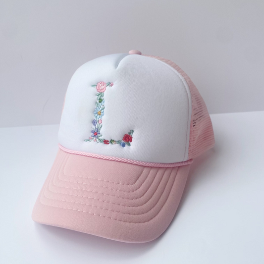 Girl's Floral Letter Hat