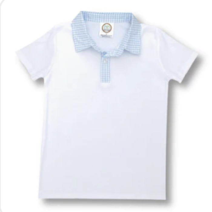 Boy's Short Sleeve Polo w/ Gingham Trim